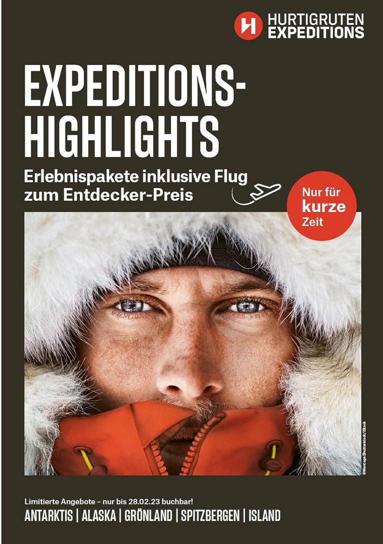 Hurtigruten Expedition Angebote Flyer downloaden