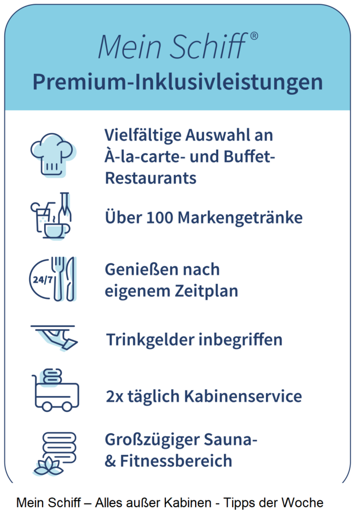 Mein Schiff – Alles außer Kabinen - Tipps der Woche Mein Schiff – Alles außer Kabinen - Tipps der Woche