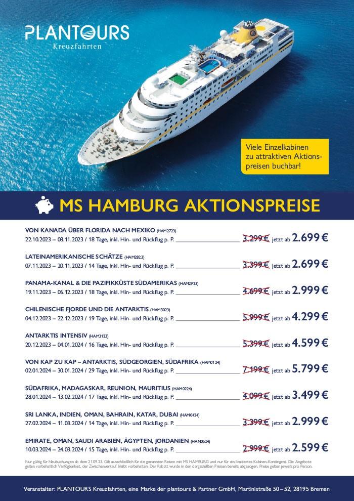 PLantours MS Hamburg Angebote